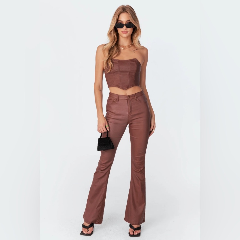 Edikted Brown Flare Pants